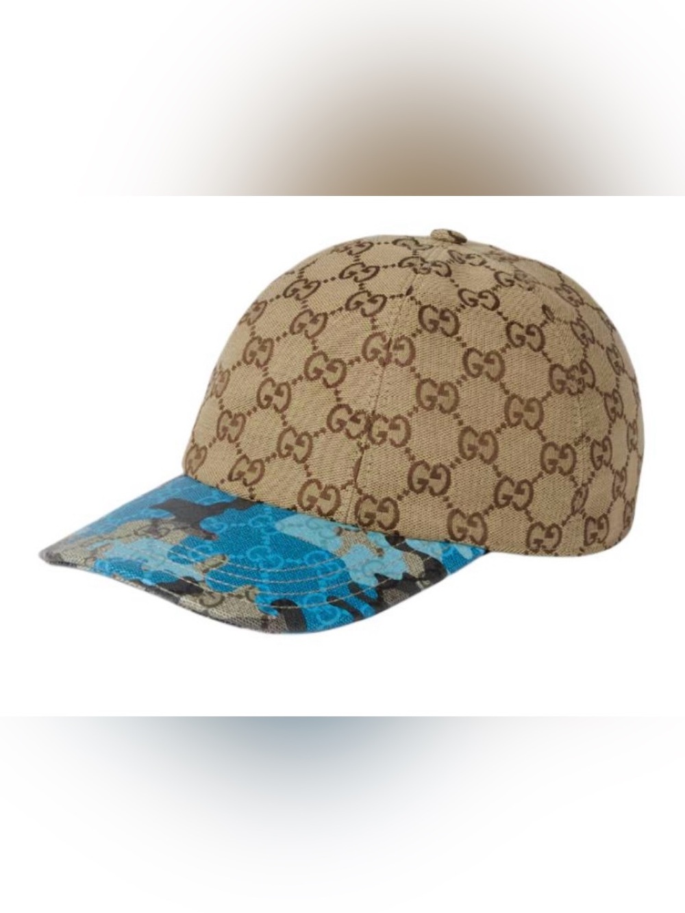 Gucci Marbled Based GG Canvas Baseball Hat Crema/Ebony 854312